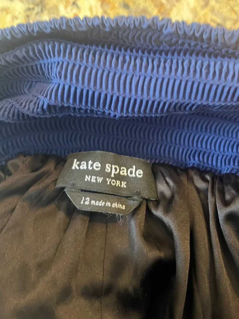 Kate Spade Blue/Black Taffeta Sleeveless Cocktail Dress (12)